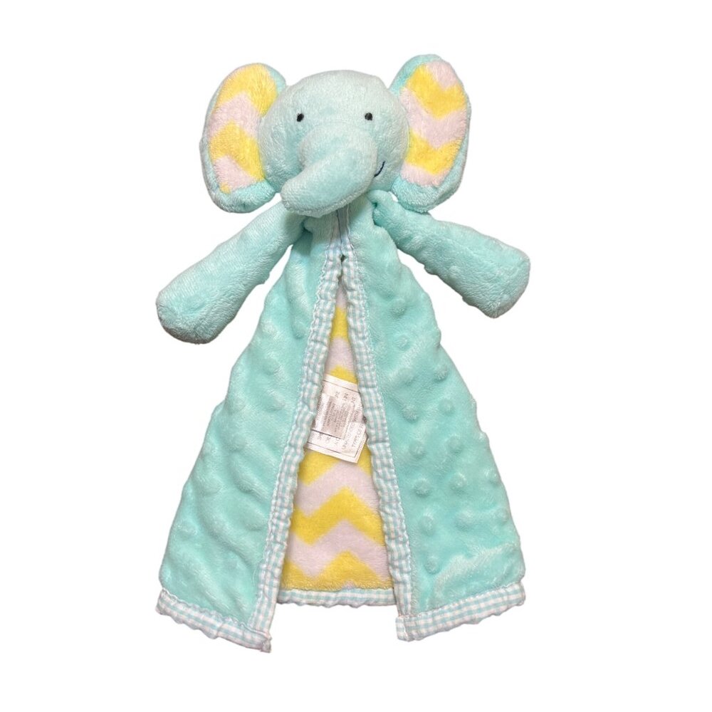 Nursery Rhyme Elephant Plush Lovey Security Blanket Green Yellow Infant Baby